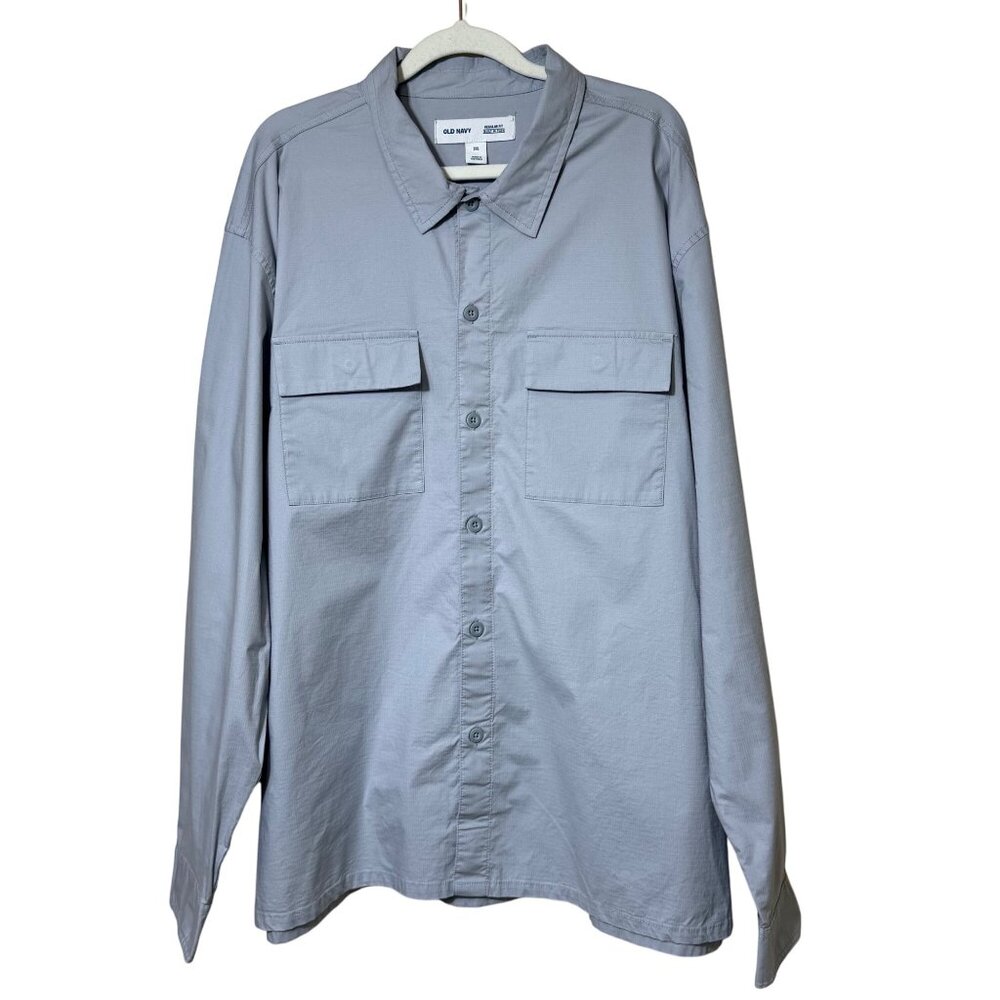Old‎ Navy Button Front Shirt Built-In-Flex Blue Salt Mens XXL